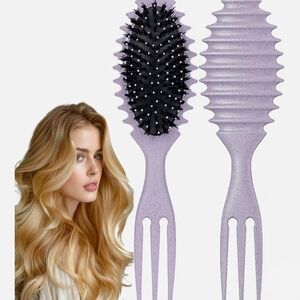 Boar Bristle Wet/Dry Brush for Curly Wavy,Straight Hair, Trident Comb Handle